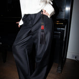 Tie tassel belt black