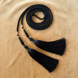 Tie tassel belt black