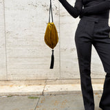 Mustard yellow velvet bag