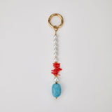 Turquoise red coral white pearls