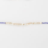 Striped beaded necklace with 4 pearls