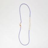 Striped beaded necklace with 4 pearls