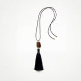 Brown raw agate black tassel