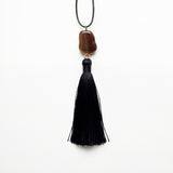 Brown raw agate black tassel