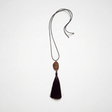 Brown raw agate brown tassel