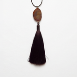 Brown raw agate brown tassel