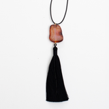 Brown raw agate black tassel