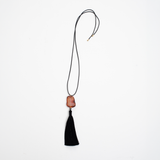 Brown raw agate black tassel