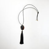 Grey agate black tassel