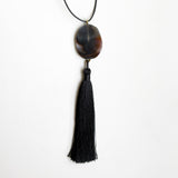 Grey agate black tassel