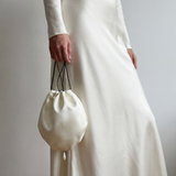 Ivory silk bag with pearl