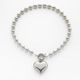Large silver heart grey pearls
