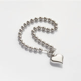 Large silver heart grey pearls