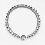 Silver chain dark grey pearls