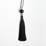 Onyx bead black tassel