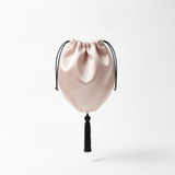 Powder pink silk bag with beaded tassel