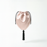 Powder pink silk bag with beaded tassel