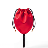 Red silk bag with beaded tassel