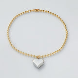 Silver heart golden chain